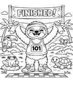Cheerful Sloth Race Winner Coloring Page By Mindset Flow