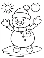 Cheerful Snowman Playing in Snow Christmas Coloring Page by Mindset Flow
