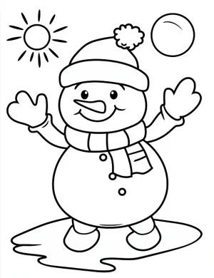 Cheerful Snowman Playing in Snow Christmas Coloring Page by Mindset Flow