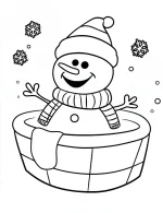 Cheerful Snowman Relaxing in Tub Coloring Page by Mindset Flow