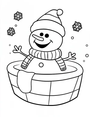 Cheerful Snowman Relaxing in Tub Coloring Page by Mindset Flow