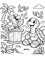 Cheerful Turtle Speech Scene Coloring Page By Mindset Flow