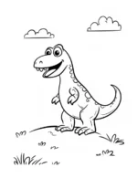 Cheerful Tyrannosaurus Rex Dinosaur in Action Printable Coloring Page