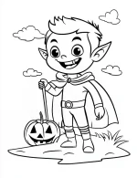 Cheerful Young Vampire With Pointy Ears Coloring Page by Mindset Flow