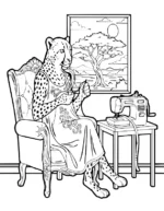 Cheetah Hand Sewing with Needle Coloring Page by Mindset Flow