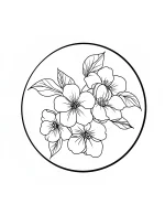 Cherry Blossoms in a Circle Design Coloring Page