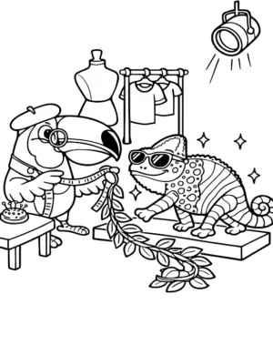 Chic Toucan Tailor Coloring Page By Mindset Flow