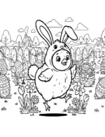 Chick Dressed as Bunny for Easter Coloring Page by Mindset Flow