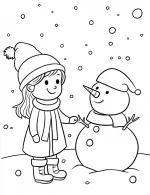 Child Building Snowman Christmas Coloring Page By Mindset Flow