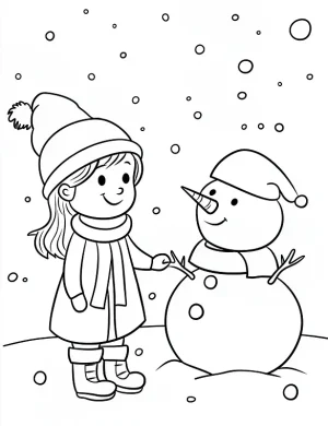 Child Building Snowman Christmas Coloring Page By Mindset Flow
