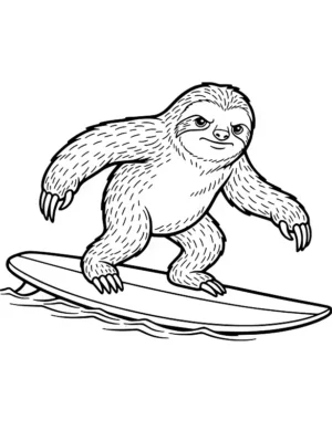 Chill Wave-Riding Surf Sloth Coloring Page By Mindset Flow