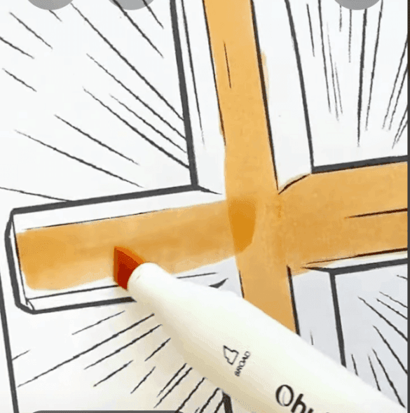 Christian Easter Lamb with Cross And Blossoms Religious Coloring Sheet-HowToVideo