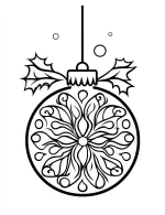 Christmas Bauble Ornament Mandala with Holly Leaves and Snowflakes Coloring Page by Mindset Flow