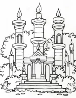 Christmas Candlelit Castle Scene Christmas Coloring Page by Mindset Flow