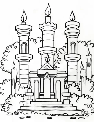 Christmas Candlelit Castle Scene Christmas Coloring Page by Mindset Flow