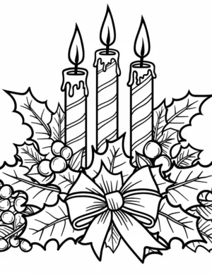 Christmas Candles with Holly Coloring Page By Mindset Flow