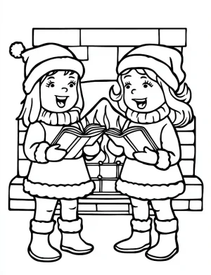 Christmas Carols Coloring Page Printable Holiday Line Art By Mindset Flow