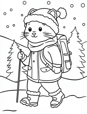 Christmas Cat Coloring Page Cute Kitten Winter Holiday Activity Printable By Mindset Flow