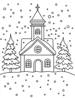 Christmas Church Coloring Page For Adults By Mindset Flow
