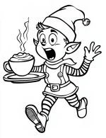 Christmas Elf Carrying Hot Cocoa Coloring Page By Mindset Flow