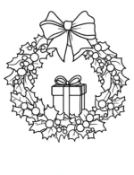Christmas Wreath with Gift Box Christmas Coloring Page by Mindset Flow