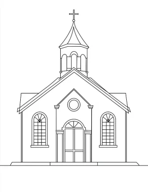 Church Building with Cross Christmas Coloring Page By Mindset Flow