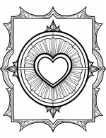Circular Heart Mandala with Ornate Frame Coloring Page by Mindset Flow