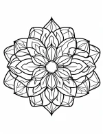 Circular Lotus Flower Mandala with Petals and Leaves Coloring Page by Mindset Flow