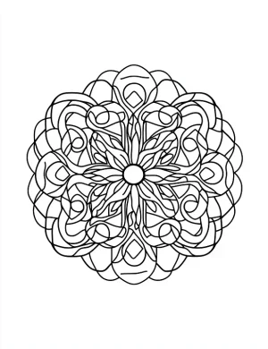 Circular Mandala Design with Swirls and Curves Coloring Page by Mindset Flow