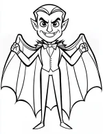 Classic Dracula with Cape and Fangs Halloween Coloring Page by Mindset Flow
