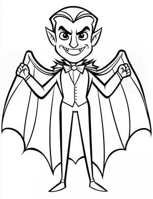 Classic Dracula with Cape and Fangs Halloween Coloring Page by Mindset Flow