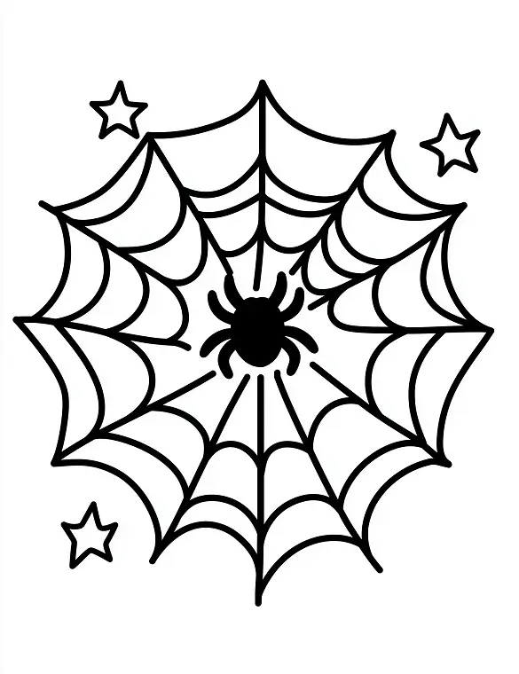 Classic Halloween Spider Web Coloring Page by Mindset Flow
