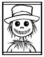 Classic Scarecrow Portrait with Hat Coloring Page by Mindset Flow