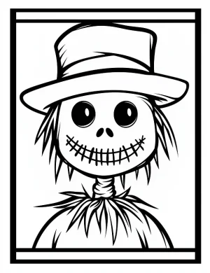 Classic Scarecrow Portrait with Hat Coloring Page by Mindset Flow