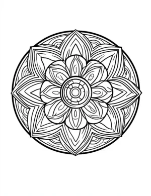 Classy Floral Geometric Mandala Pattern Printable Coloring Page by Mindset Flow
