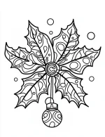 Colorful Holly Branch Mandala with Ornaments and Bubbles Coloring Page by Mindset Flow