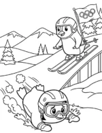 Cool Penguins Winter Ski Race Coloring Page By Mindset Flow