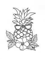 Cool Pineapple Character With Sunglasses Flower Coloring Page By Mindset Flow