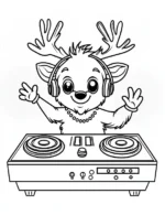Cool Reindeer DJ with Headphones Christmas Coloring Page By Mindset Flow