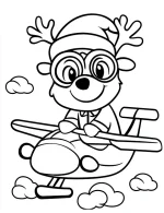 Cool Reindeer Flying Airplane Christmas Coloring Page By Mindset Flow