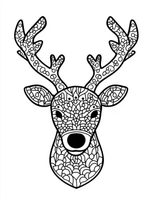 Cool Reindeer Head Mandala Coloring Page By Mindset Flow