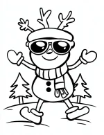 Cool Reindeer Snowman with Sunglasses Coloring Page By Mindset Flow
