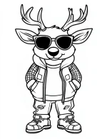 Cool Reindeer in Sunglasses Coloring Page By Mindset Flow