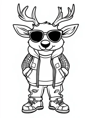 Cool Reindeer in Sunglasses Coloring Page By Mindset Flow