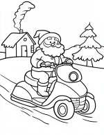Cool Santa Riding Snowmobile Christmas Coloring Page By Mindset Flow