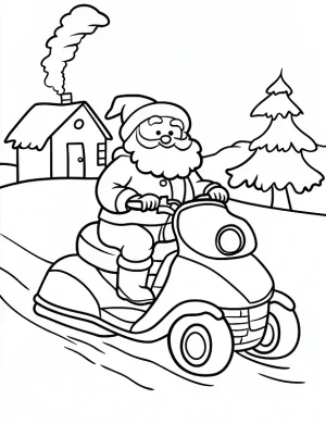 Cool Santa Riding Snowmobile Christmas Coloring Page By Mindset Flow