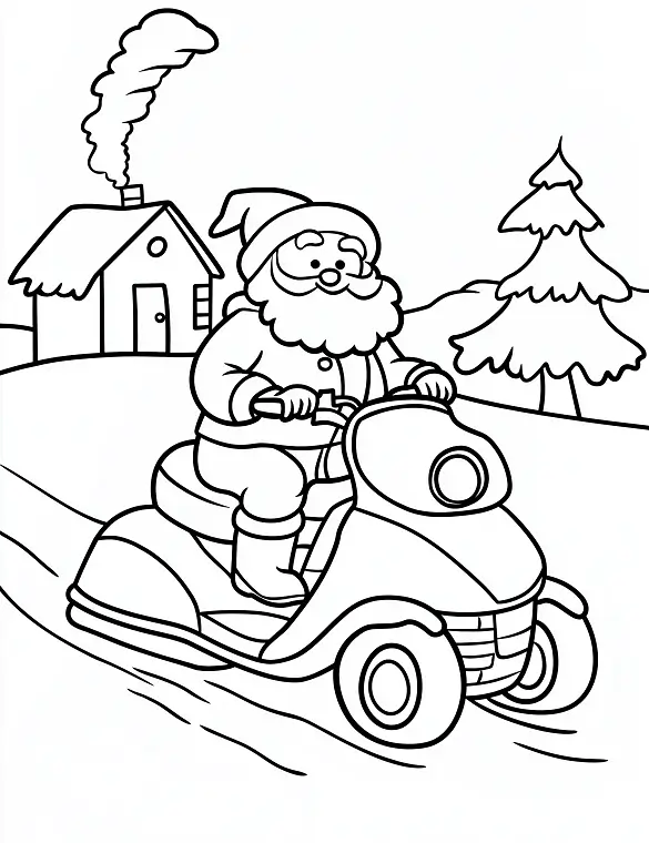 Cool Santa Riding Snowmobile Christmas Coloring Page By Mindset Flow Cool Santa Riding Snowmobile Christmas Coloring Page By Mindset Flow