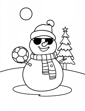 Cool Snowman with Sunglasses in Winter Fun Coloring Page by Mindset Flow
