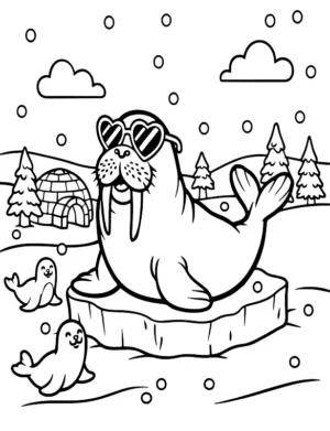 Cool Walrus Sunglasses Coloring Page By Mindset Flow