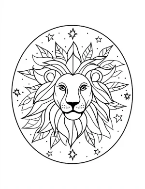 Cosmic Roar Mandala Lion Head Coloring Page by Mindset Flow